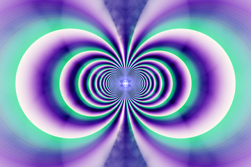 Abstract concentric lines on white background. Fantasy symmetrical fractal texture. 3D rendering.