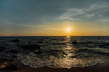 Sea stones at sunset