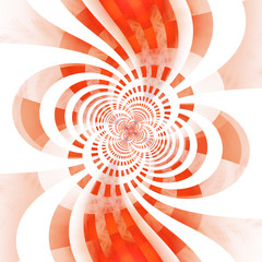 Abstract symmetrical red swirling fiery lines on white background. Symmetrical fractal design. Digital art. 3D rendering.