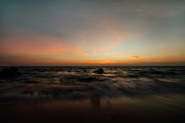 Colorful sunset over ocean.