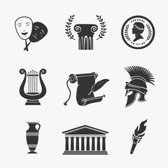 Set Symbol Greece Vector Illustration