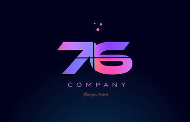 76 seventy six pink magenta purple number digit numeral logo icon vector