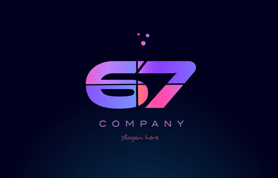 67 sixty seven pink magenta purple number digit numeral logo icon vector