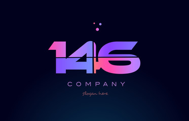 146 pink magenta purple number digit numeral logo icon vector