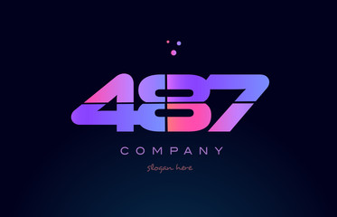 487 pink magenta purple number digit numeral logo icon vector