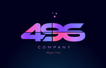 Fototapeta premium 496 pink magenta purple number digit numeral logo icon vector