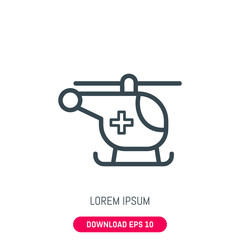 Emergency helicopter icon, vector