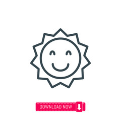 Smiling sun icon, vector