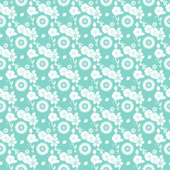Floral seamless pattern. Vector on blue