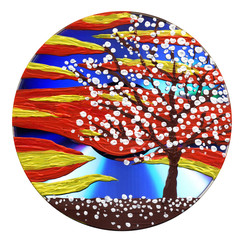 Tree and yellow-orange clouds