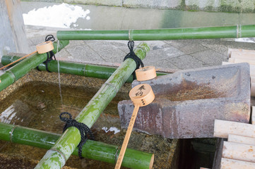 water for washing hands in Japanese temple
