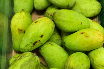 Fresh organic mango in market of tropical Bali island, Indonesia.