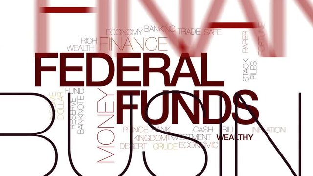 Federal funds animated word cloud, text design animation. Kinetic typography.