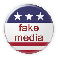 USA Politics News Badge: Fake Media Button With US Flag, 3d illustration