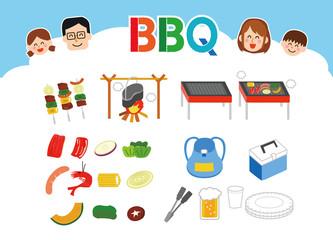 バーベキューのセットイラスト