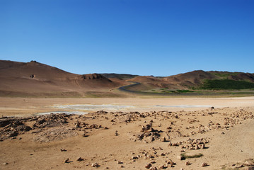 Panorama of Namafjall, hot springs in Iceland