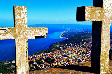 A cross from above