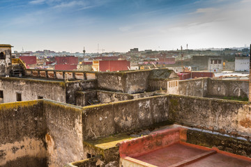 Roofs and roof terraces of Medina in Sale, Morocco