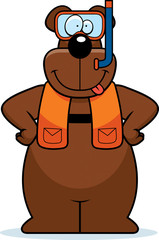 Cartoon Bear Snorkeling