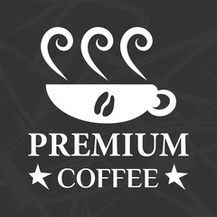 Premium coffee symbol and cup