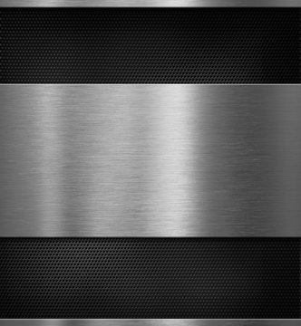aluminum metal panel over black background 3d illustration