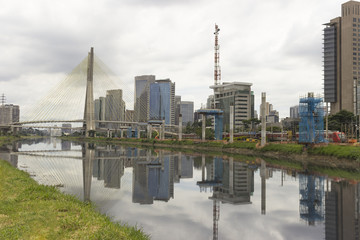 Marginal Pinheiros, Pinheiros river, Estaiada bridge - Sao Paulo, Brazil