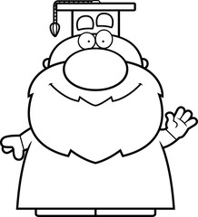 Waving Cartoon Professor
