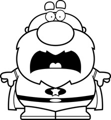 Scared Cartoon Superhero Grandpa