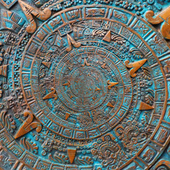 Bronze ancient antique classical spiral aztec ornament pattern decoration design background....