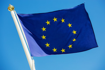 Standard waving flag of the European Union - obrazy, fototapety, plakaty