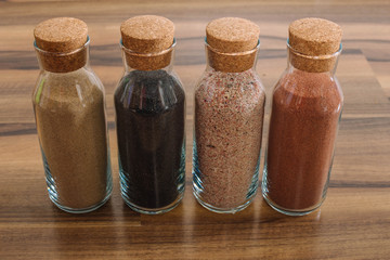Bottles with the colors sand.