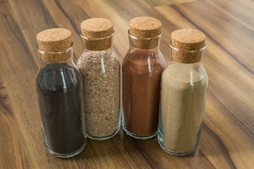 Bottles with the colors sand.