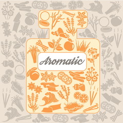 Aromatic herbs and plants background design