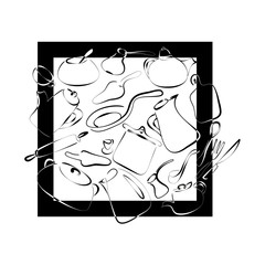 Kitchen art design vector illustration. Black and white pattern
