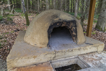 Reconstructed Roman oven in the Bingerwald in the Villa Rustica Germany Rhineland-Palatinate.