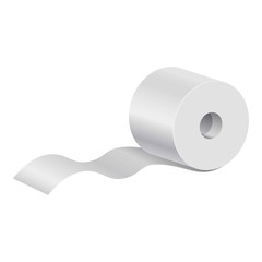 Realistic rolled toilet and towel paper poster on white