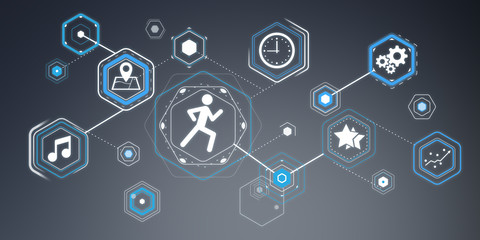 3D rendering runnig app modern interface