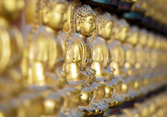 gold buddha statue on wall