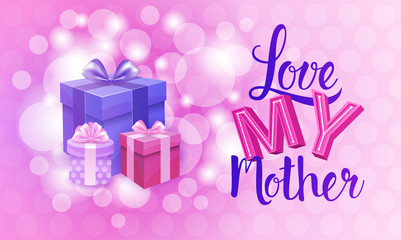 Happy Mother Day, Spring Holiday Greeting Card Banner Flat Vector Illustration