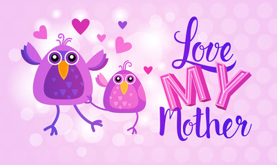 Happy Mother Day, Spring Holiday Greeting Card Banner Flat Vector Illustration