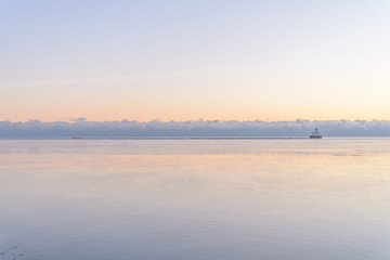 Fototapeta na wymiar Sunrise on Lake Michigan - minimalist