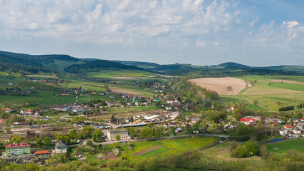 Szczytna village from above, Stolowe Mountains, Klodzka Valley, Sudetes, Poland