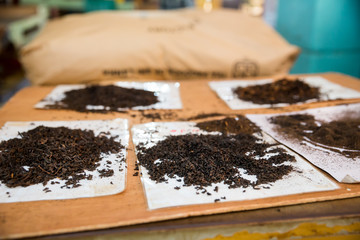 Collection of Ceylon teas selective focus view