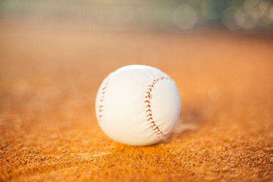 Baseball ball on playing field