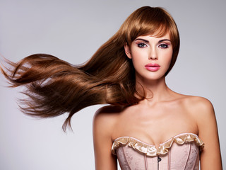 Beautiful sexy woman with long  hair