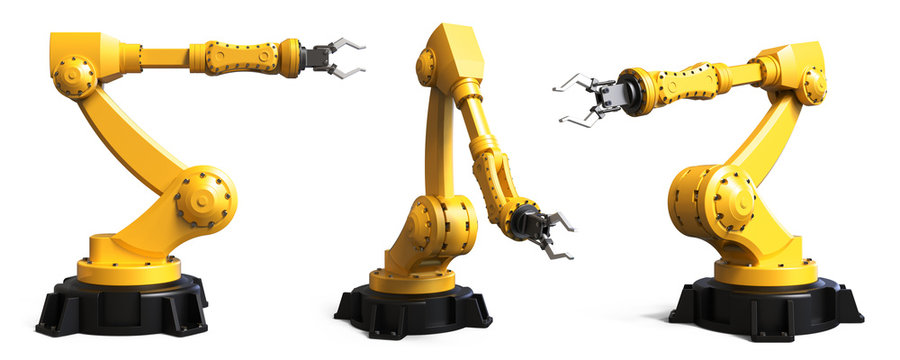Verschiedene Industrie Roboter isoliert, wei&szlig;er Hintergrund