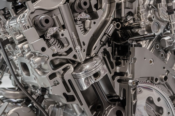 Cutaway view of internal combustion engine