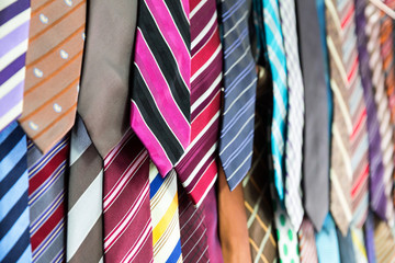 Silk tie collection, fabric textile on Sri Lanka