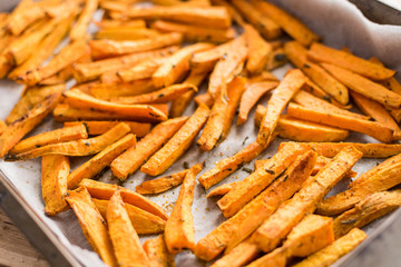Healthy sweet potato, baked fries.