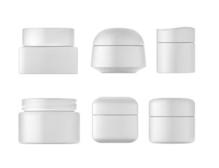 Cream bottles set on white background. 3D illustration.